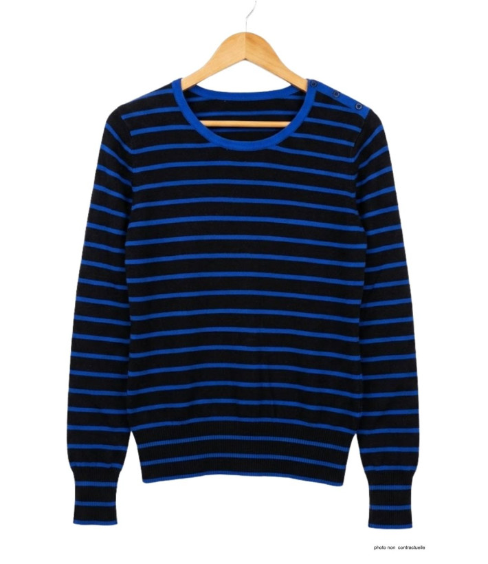 Pull Coton Stretch Femme MAYFLOWER PRAGUE2 Noir/ Bleu