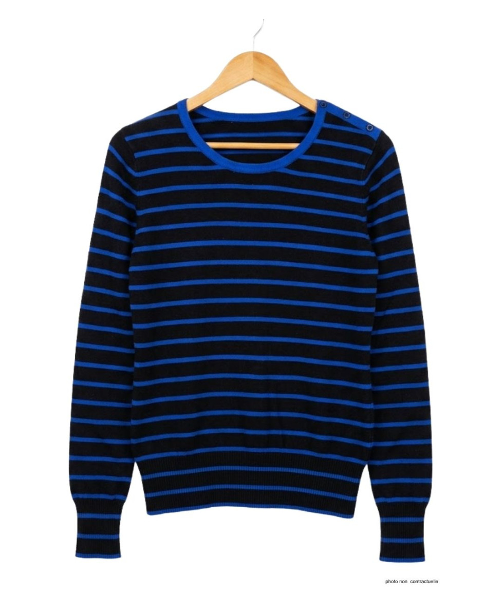 Pull Coton Stretch Femme MAYFLOWER PRAGUE2 Noir/ Bleu