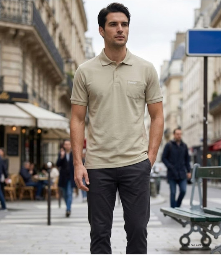 Polo CHALLENGER ROMEO1 - Manches courtes beige en maille piquée