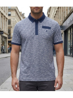 Polo CHALLENGER RUMBA2 - Manches courtes bleu mouliné 100% coton