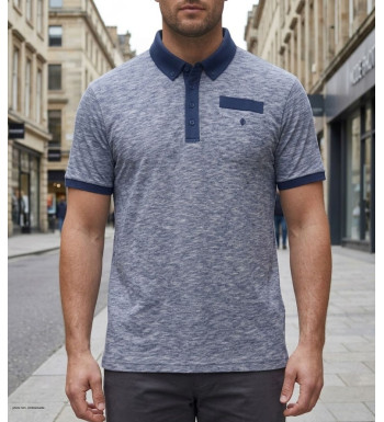 Polo CHALLENGER RUMBA2 - Manches courtes bleu mouliné 100% coton