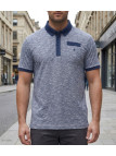 Polo CHALLENGER RUMBA2 - Manches courtes bleu mouliné 100% coton