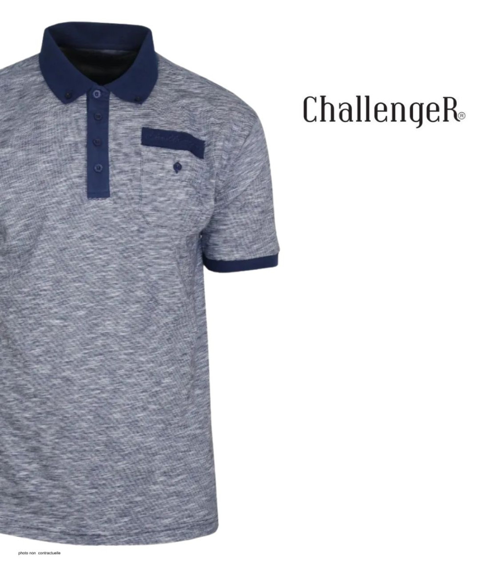 Polo CHALLENGER RUMBA2 - Manches courtes bleu mouliné 100% coton
