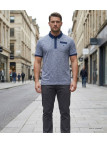Polo CHALLENGER RUMBA2 - Manches courtes bleu mouliné 100% coton