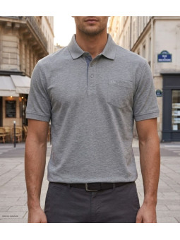 Polo CHALLENGER RUSTICO1 - Manches courtes gris chiné 100% coton