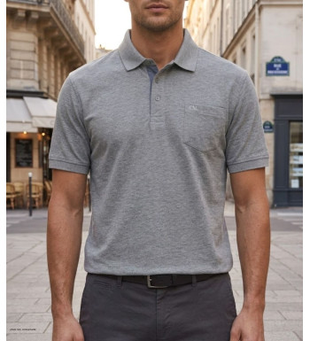 Polo CHALLENGER RUSTICO1 - Manches courtes gris chiné 100% coton