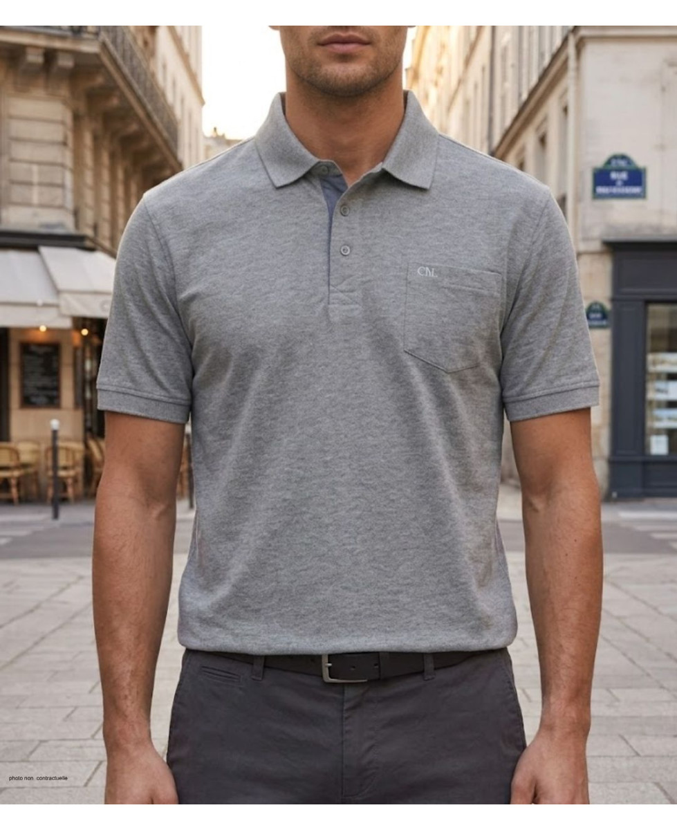 Polo CHALLENGER RUSTICO1 - Manches courtes gris chiné 100% coton