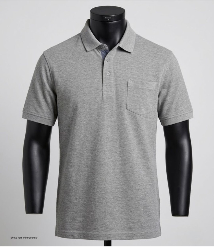 Polo CHALLENGER RUSTICO1 - Manches courtes gris chiné 100% coton