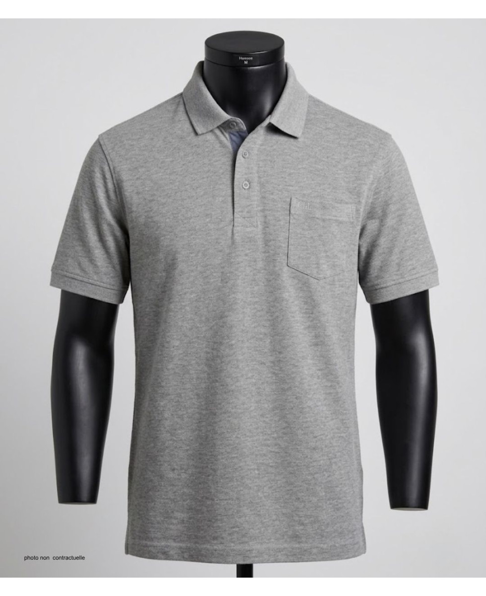 Polo CHALLENGER RUSTICO1 - Manches courtes gris chiné 100% coton