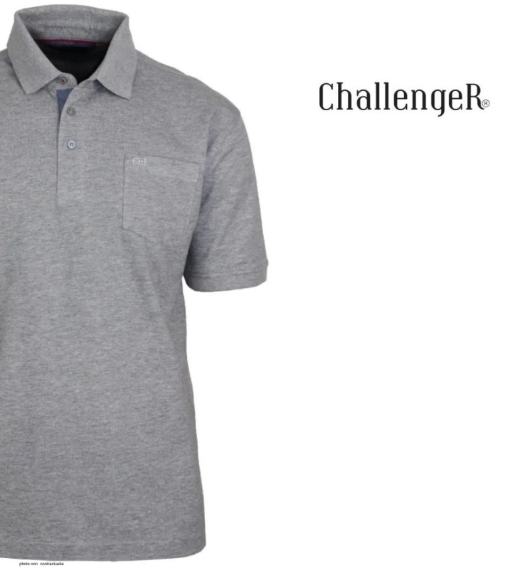Polo CHALLENGER RUSTICO1 - Manches courtes gris chiné 100% coton
