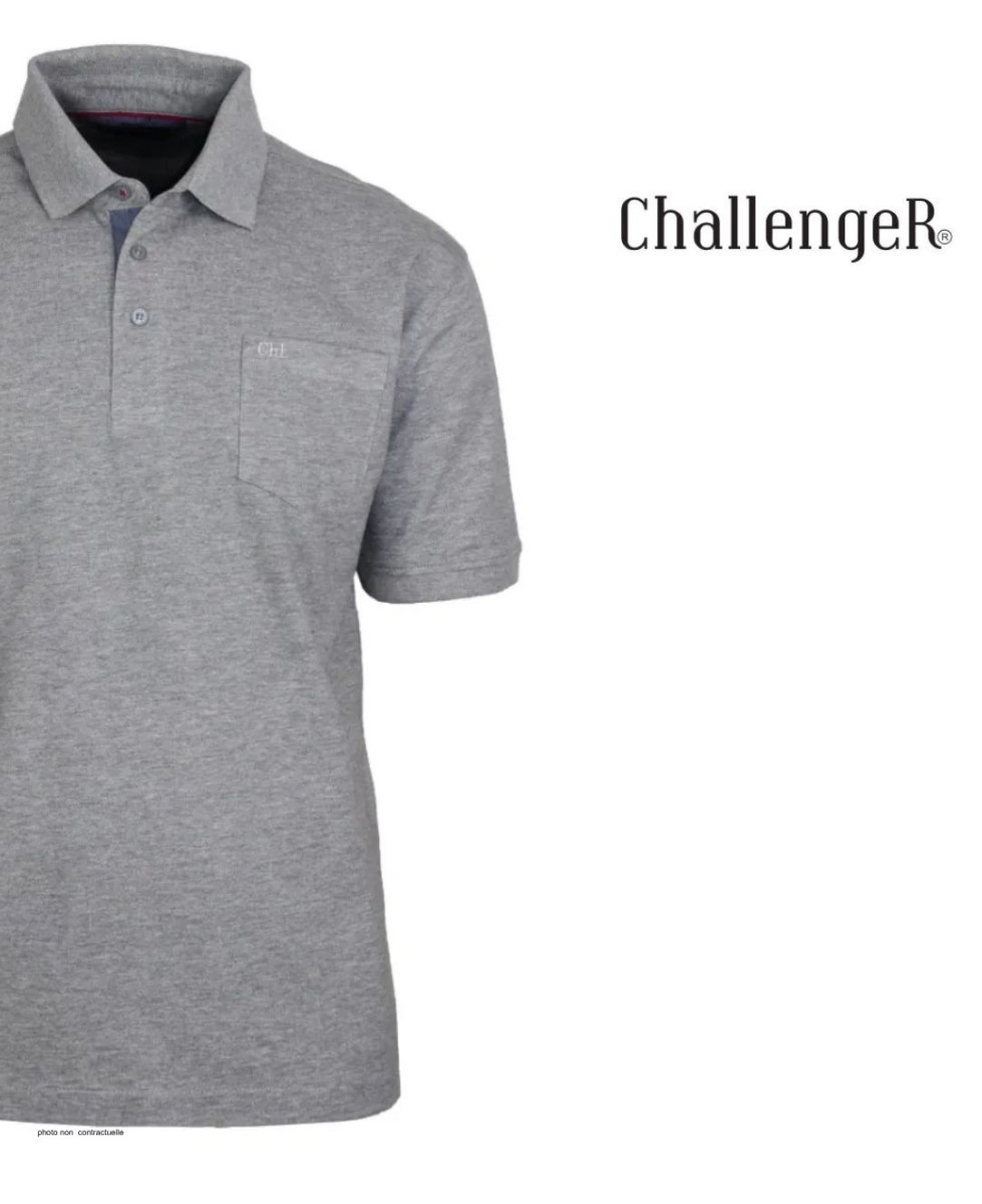 Polo CHALLENGER RUSTICO1 - Manches courtes gris chiné 100% coton