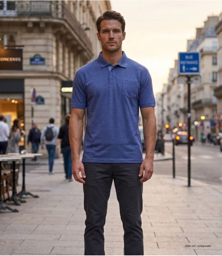 Polo CHALLENGER RUSTICO2 - Manches courtes bleu indigo 100% coton