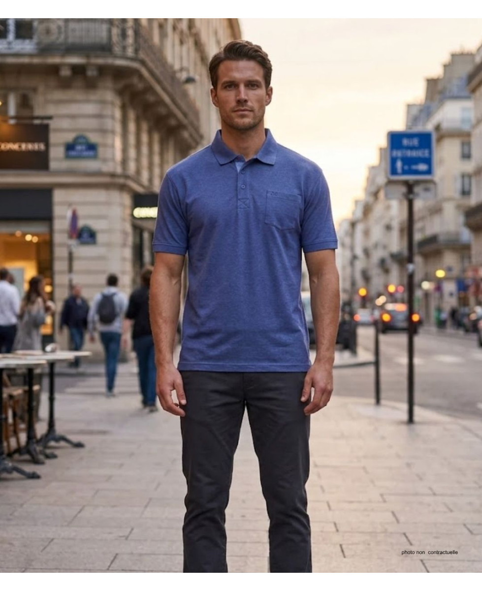 Polo CHALLENGER RUSTICO2 - Manches courtes bleu indigo 100% coton