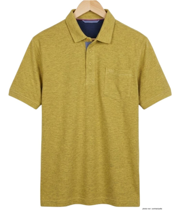 Polo CHALLENGER RUSTICO3 - Manches courtes jaune chiné 100% coton
