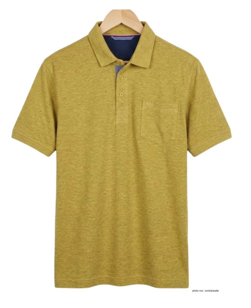 Polo CHALLENGER RUSTICO3 - Manches courtes jaune chiné 100% coton