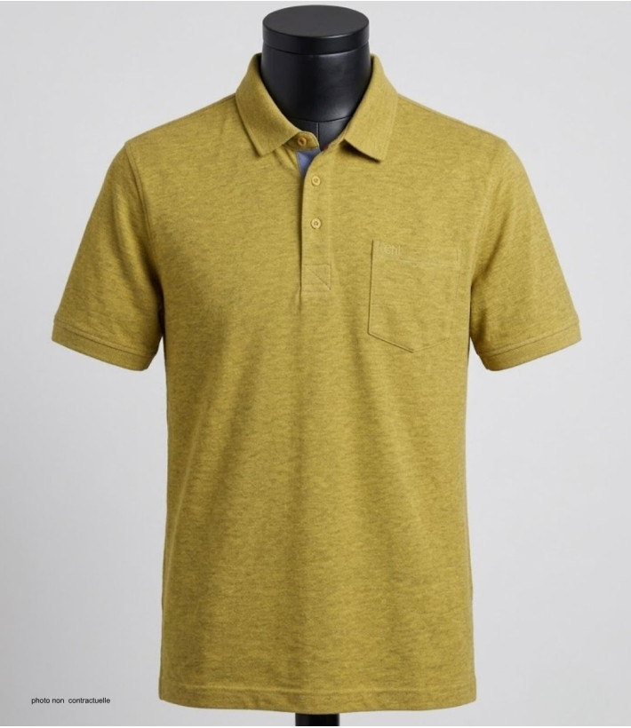 Polo CHALLENGER RUSTICO3 - Manches courtes jaune chiné 100% coton