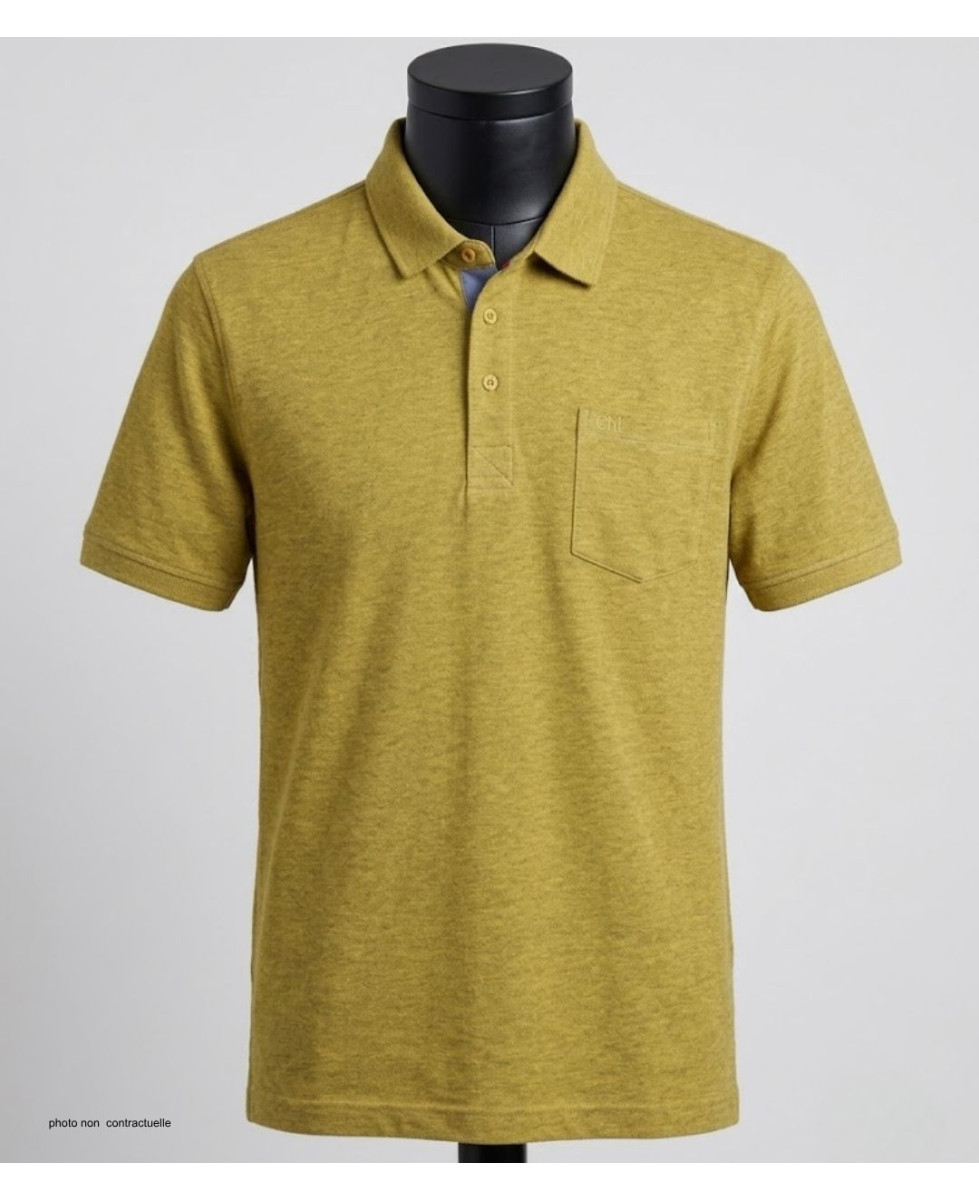 Polo CHALLENGER RUSTICO3 - Manches courtes jaune chiné 100% coton