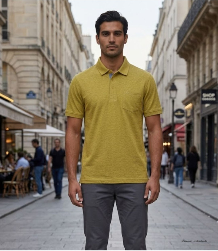 Polo CHALLENGER RUSTICO3 - Manches courtes jaune chiné 100% coton