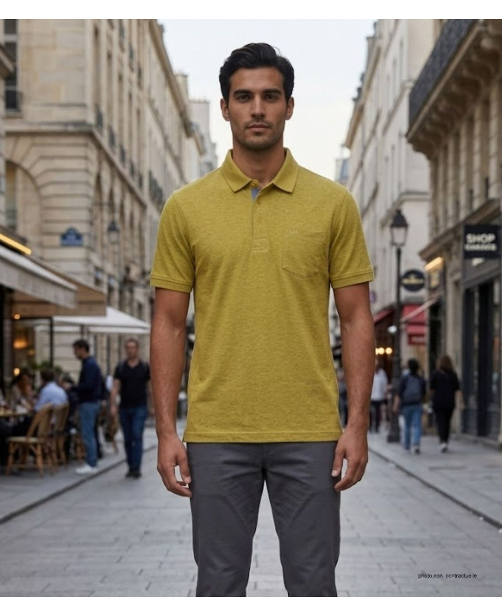 Polo CHALLENGER RUSTICO3 - Manches courtes jaune chiné 100% coton