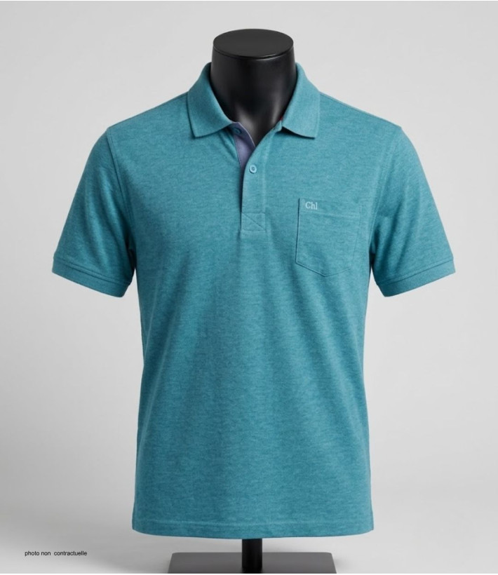 Polo CHALLENGER RUSTICO5 - Manches courtes turquoise 100% coton