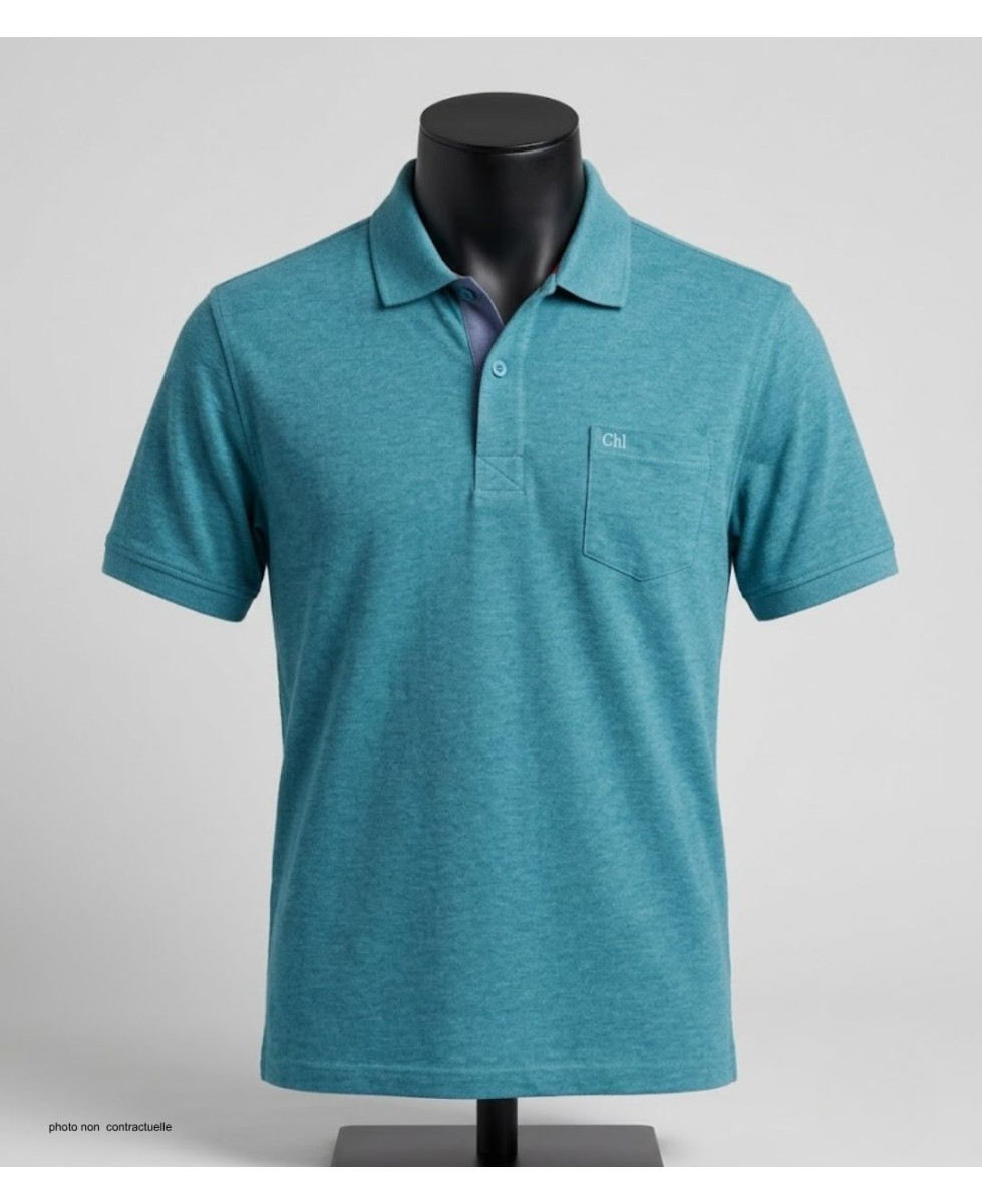 Polo CHALLENGER RUSTICO5 - Manches courtes turquoise 100% coton
