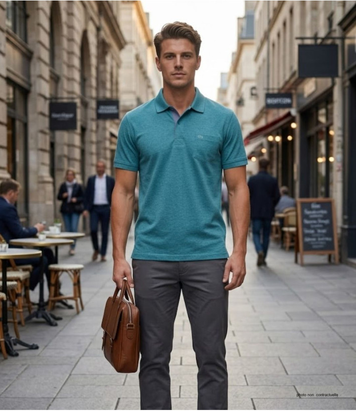 Polo CHALLENGER RUSTICO5 - Manches courtes turquoise 100% coton