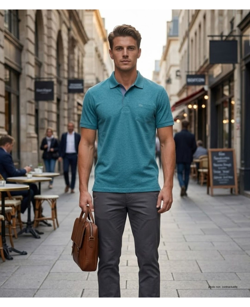 Polo CHALLENGER RUSTICO5 - Manches courtes turquoise 100% coton