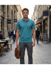 Polo CHALLENGER RUSTICO5 - Manches courtes turquoise 100% coton