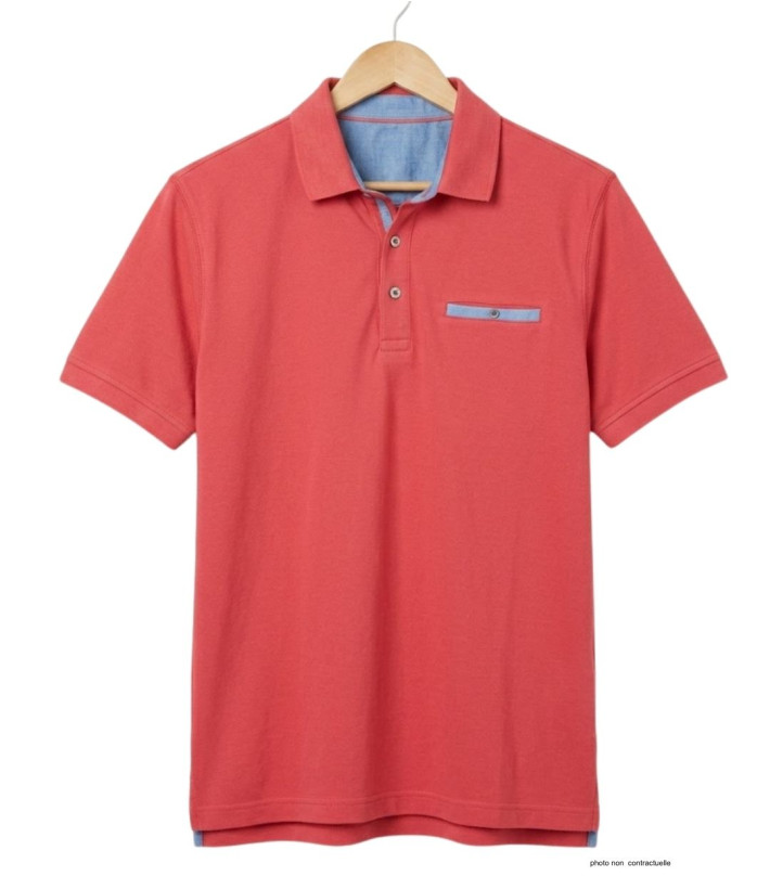 CHALLENGER POL3001C - Polo Homme Rouge en Maille Piquée