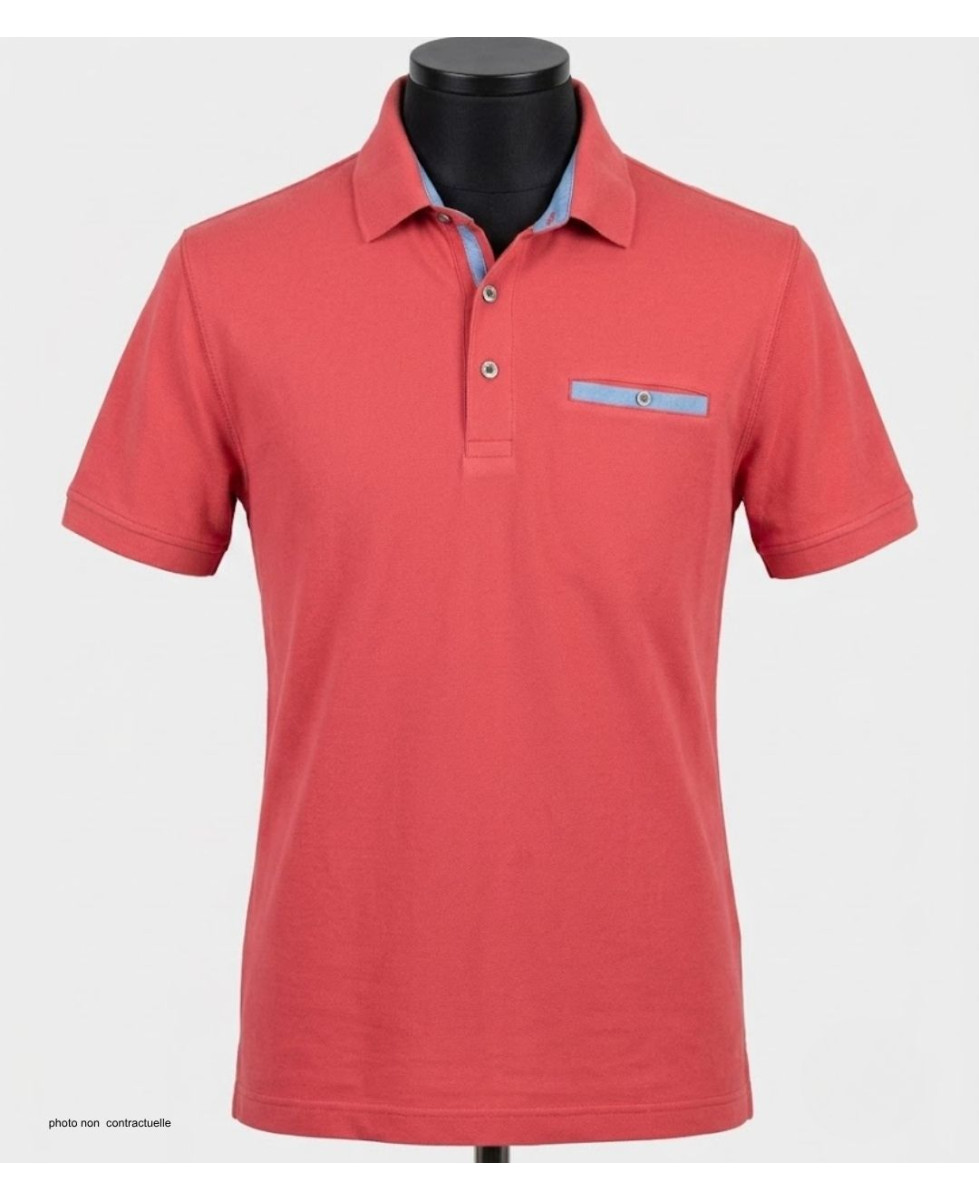 CHALLENGER POL3001C - Polo Homme Rouge en Maille Piquée
