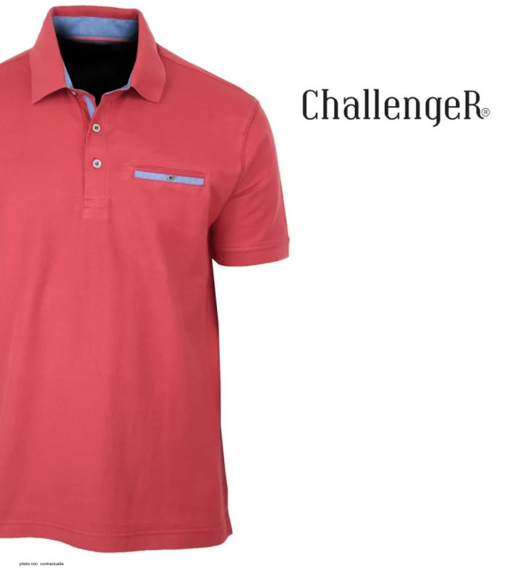 CHALLENGER POL3001C - Polo Homme Rouge en Maille Piquée