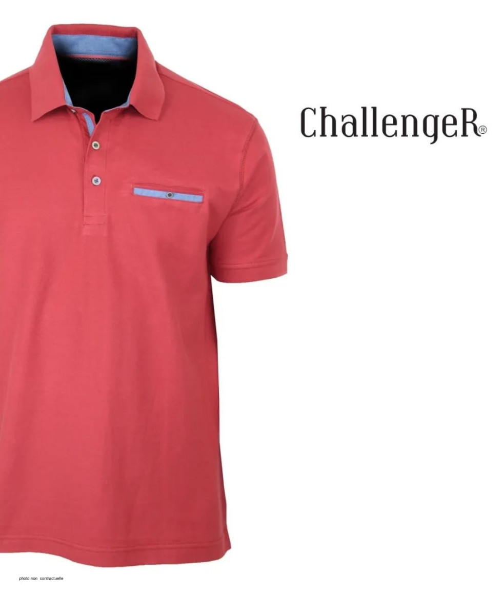CHALLENGER POL3001C - Polo Homme Rouge en Maille Piquée