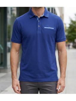 CHALLENGER POL3001A - Polo Homme Marine en Maille Piquée