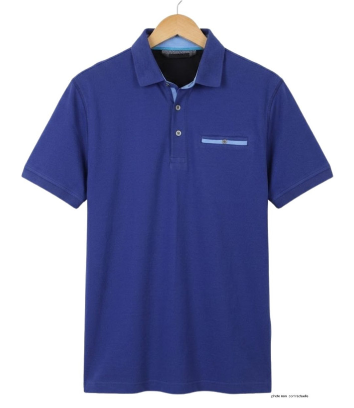 CHALLENGER POL3001A - Polo Homme Marine en Maille Piquée