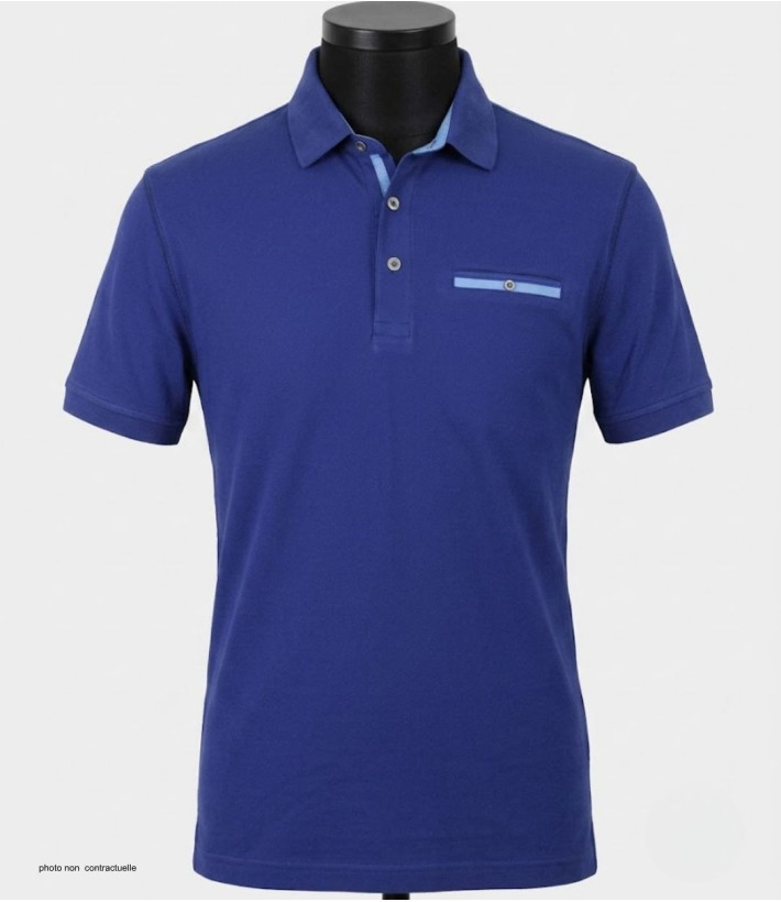 CHALLENGER POL3001A - Polo Homme Marine en Maille Piquée