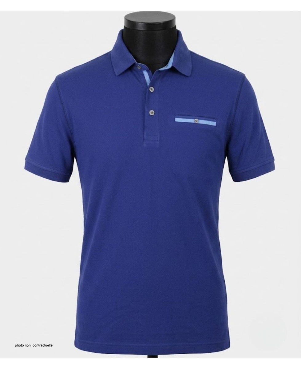 CHALLENGER POL3001A - Polo Homme Marine en Maille Piquée