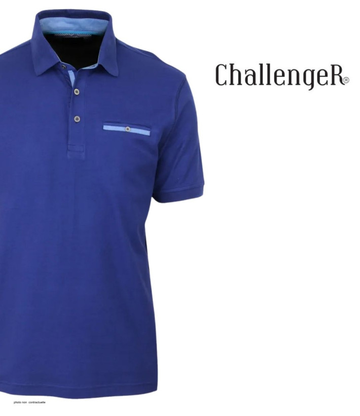 CHALLENGER POL3001A - Polo Homme Marine en Maille Piquée