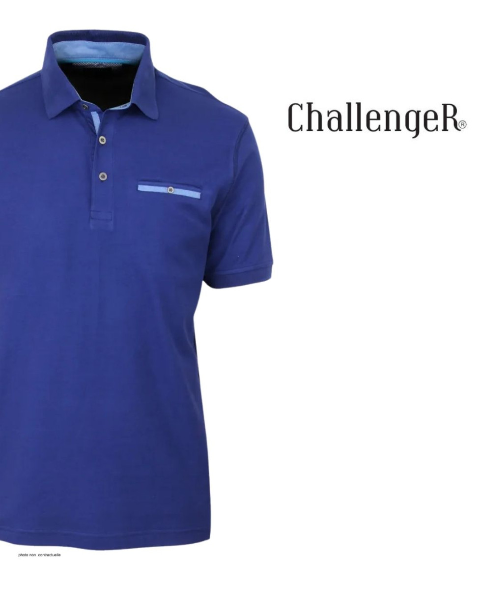 CHALLENGER POL3001A - Polo Homme Marine en Maille Piquée