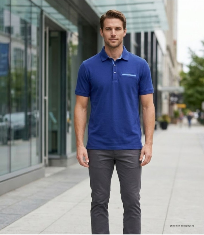 CHALLENGER POL3001A - Polo Homme Marine en Maille Piquée