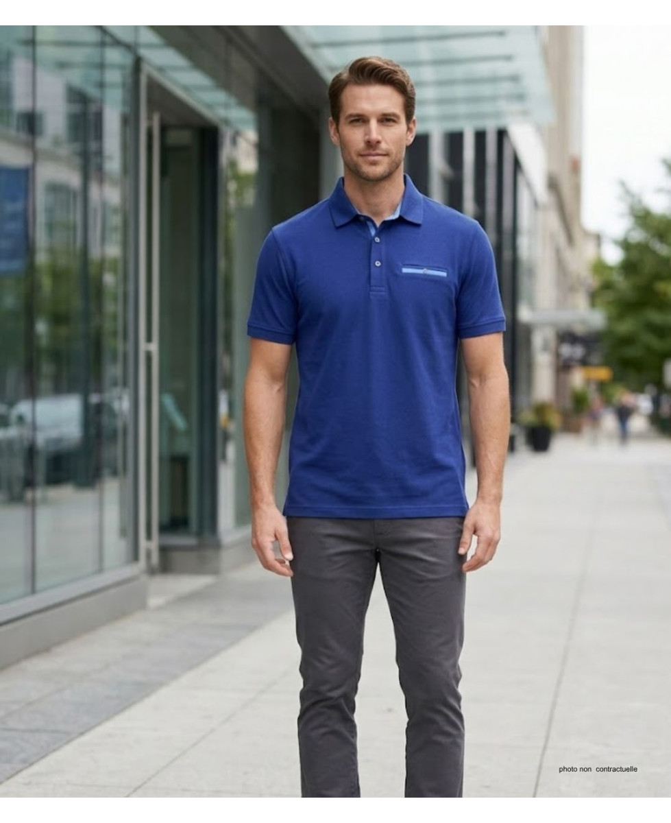 CHALLENGER POL3001A - Polo Homme Marine en Maille Piquée