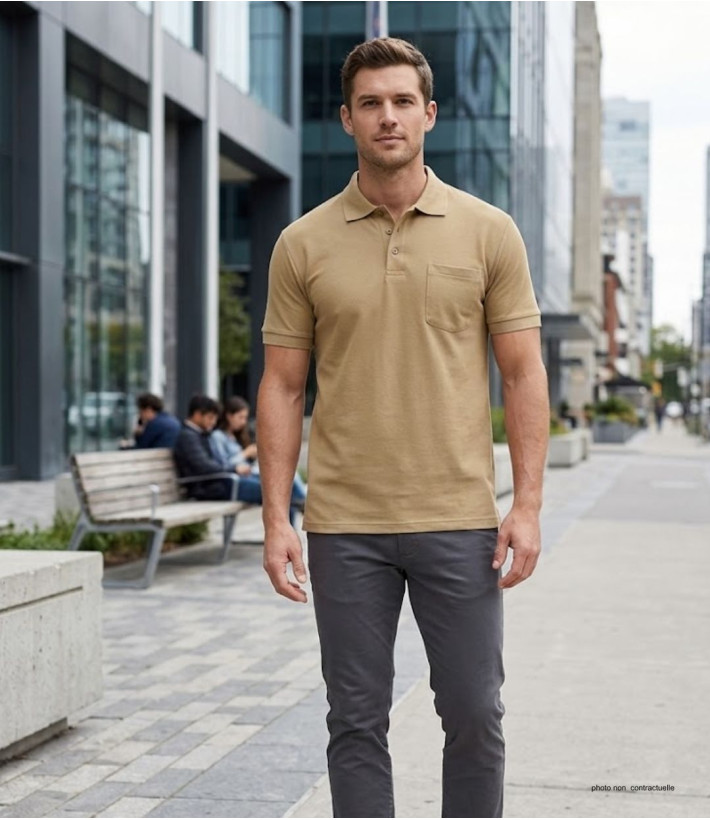 Polo MAYFLOWER 510017U003 - Homme Manches Courtes Sable