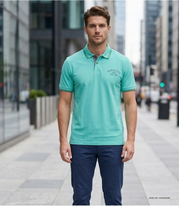 Polo WINCHESTER RAGGA3 en coton vert menthe | Sport-chic