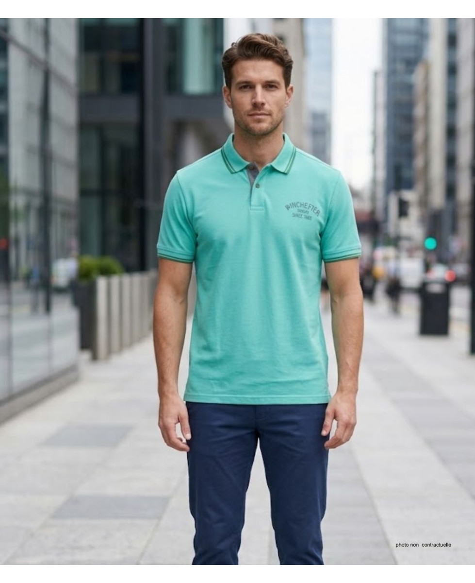 Polo WINCHESTER RAGGA3 en coton vert menthe | Sport-chic