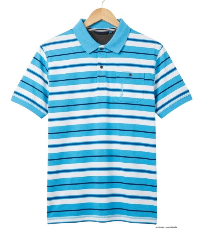Polo WINCHESTER RAINBOW2 bleu en coton jersey | Avec poche