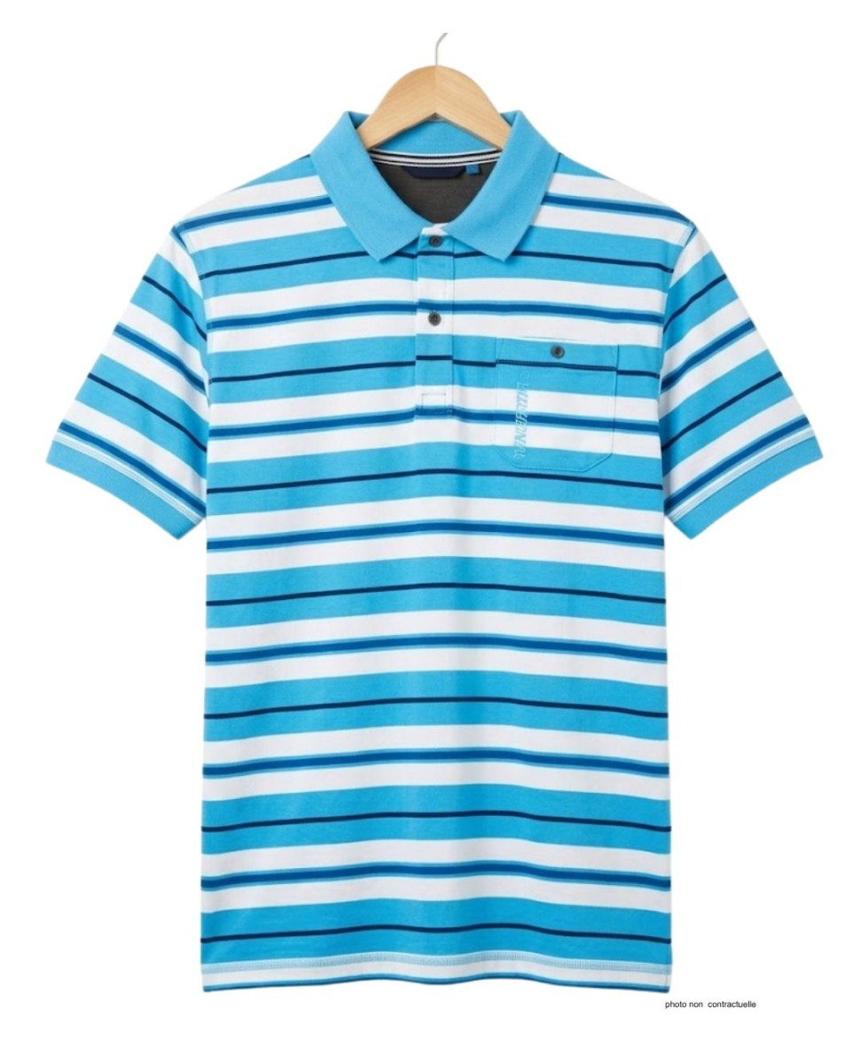 Polo WINCHESTER RAINBOW2 bleu en coton jersey | Avec poche