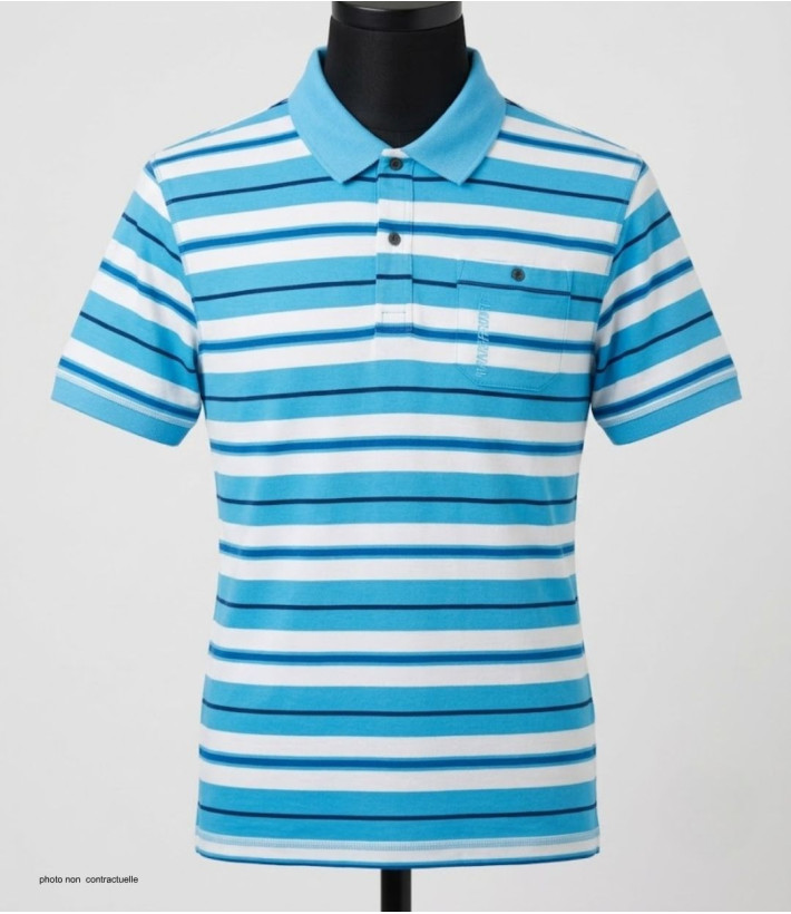 Polo WINCHESTER RAINBOW2 bleu en coton jersey | Avec poche