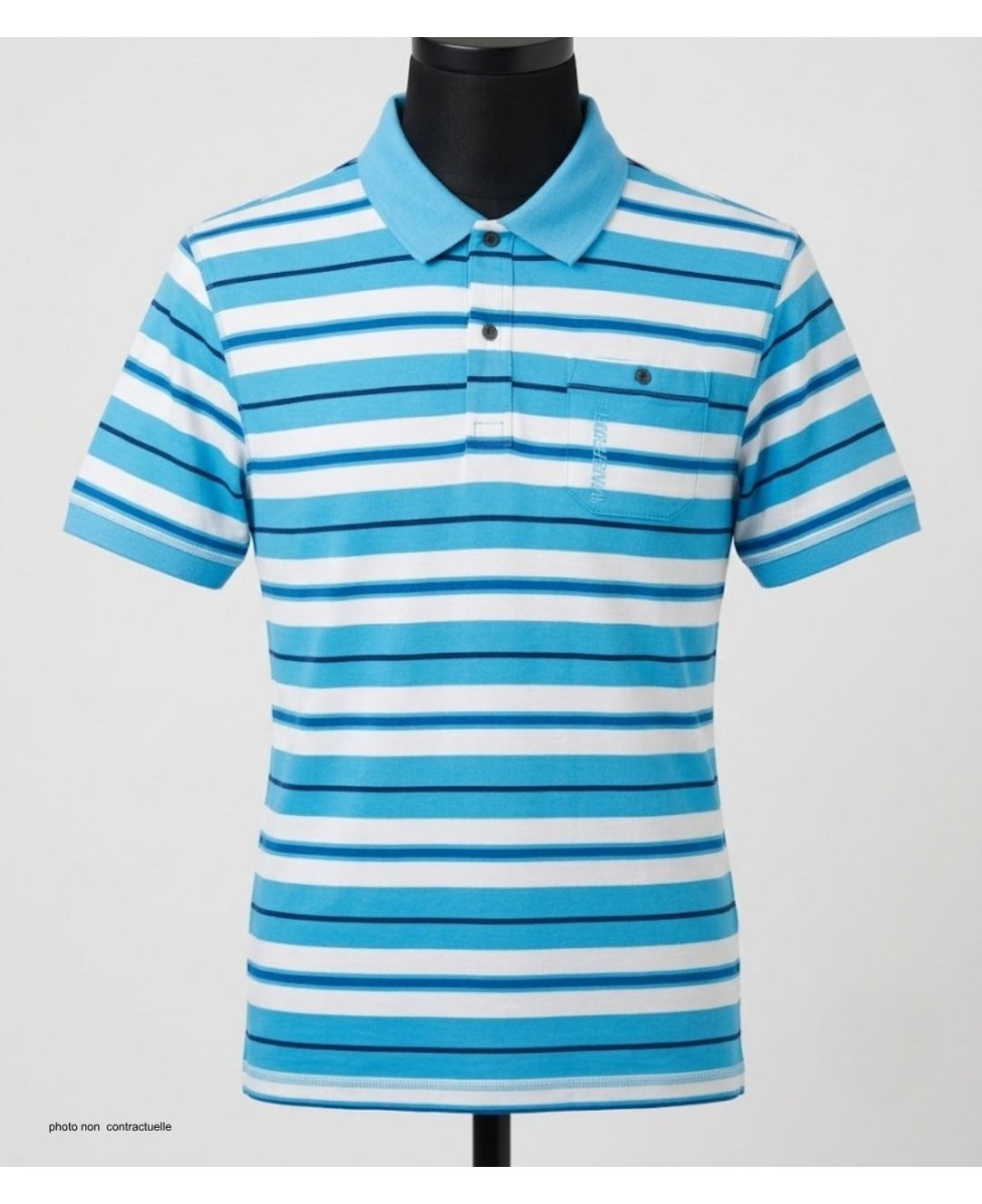 Polo WINCHESTER RAINBOW2 bleu en coton jersey | Avec poche