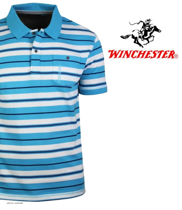Polo WINCHESTER RAINBOW2 bleu en coton jersey | Avec poche