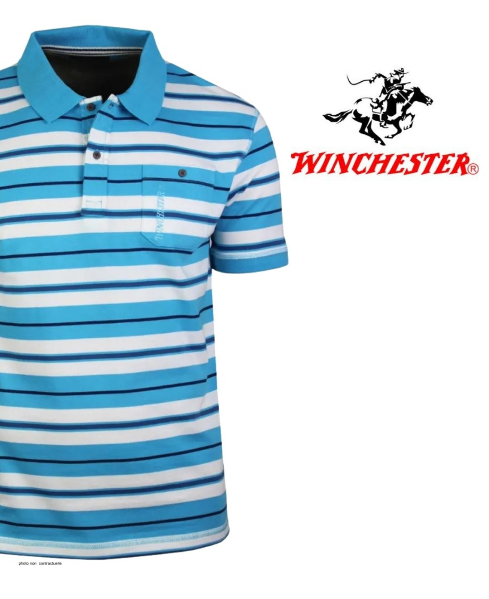 Polo WINCHESTER RAINBOW2 bleu en coton jersey | Avec poche