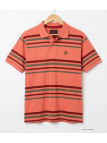 Polo WINCHESTER READY1 rayé corail bordeaux en coton